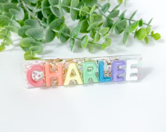 Girls Name Hair Clips | Barrettes and Clips | Rainbow Hair Clips | Customizable Hair Clips for Girls | Glitter Hair Clip | Personalized Clip