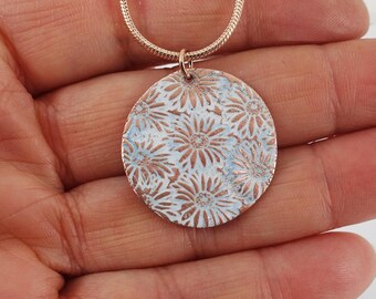 Handmade Enamel Daisy Flower Copper Pendant