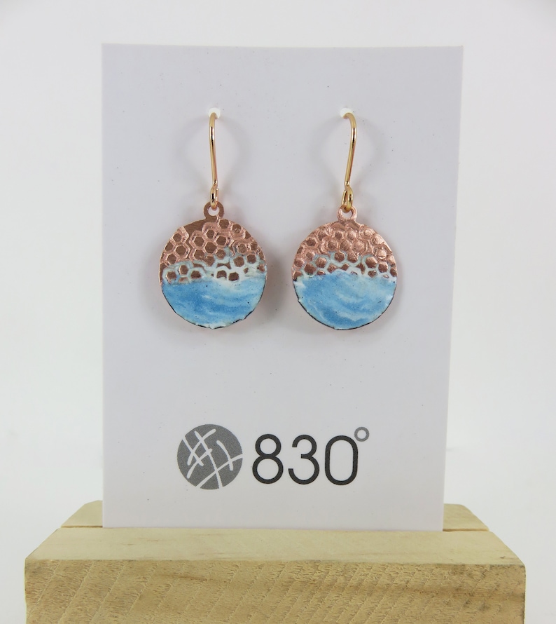 Copper Enamel Earrings Handmade Popular Enamel and Textured Etsy