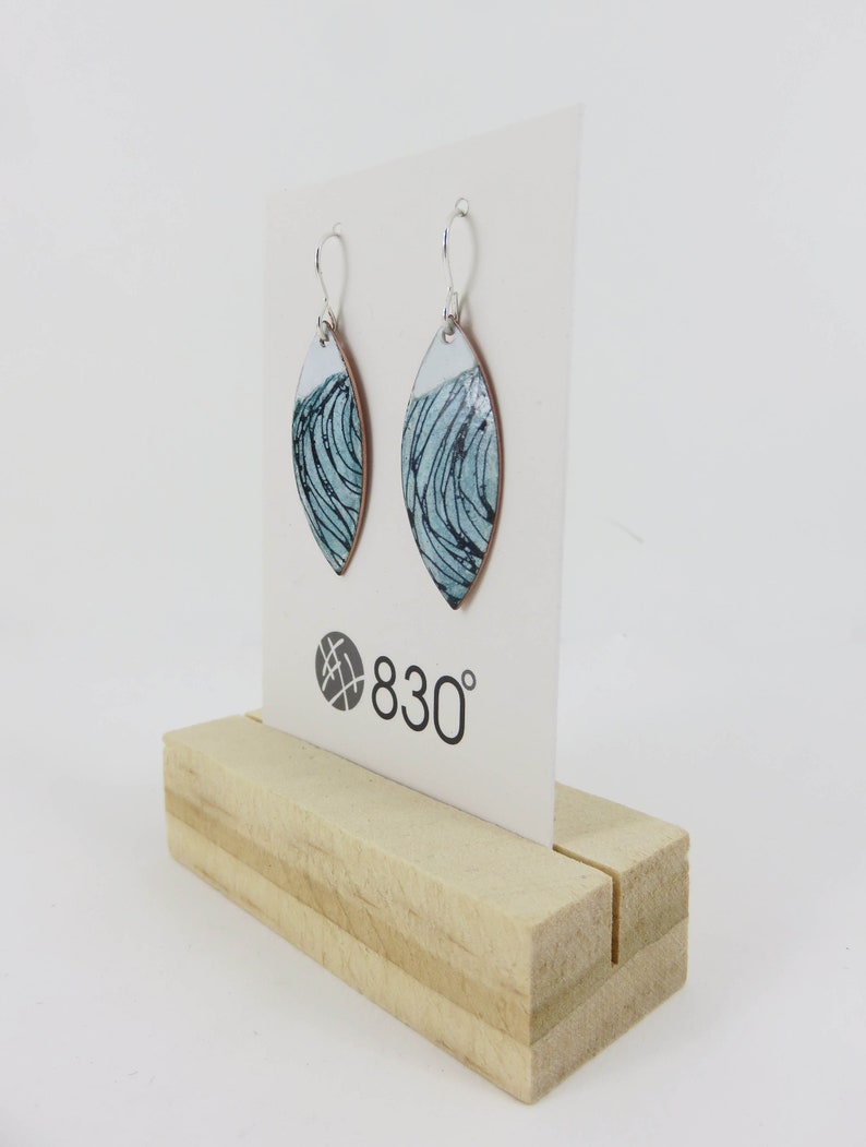 Enamel on Copper Drop Earrings Etsy
