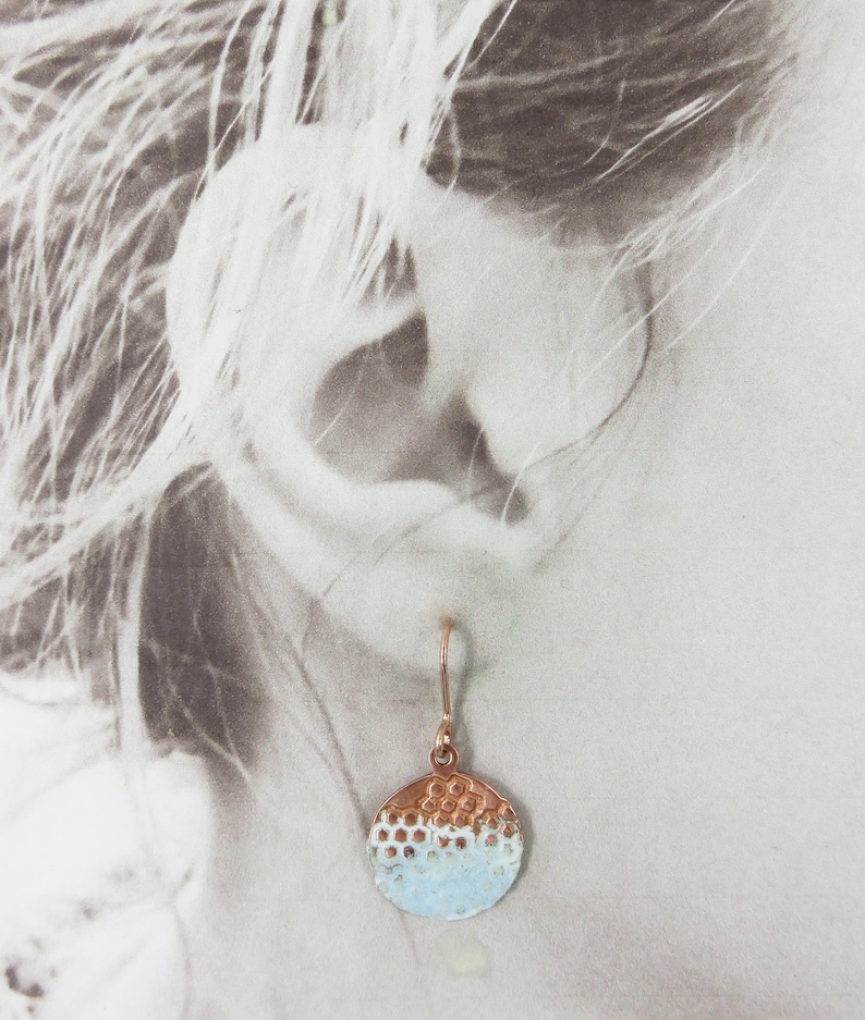Copper Enamel Earrings Handmade Popular Enamel and Textured Etsy