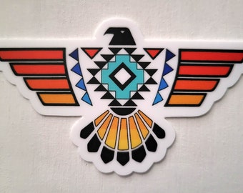 Thunderbird Sticker: Die Cut, Clear Vinyl Decal – Southwestern Art (5" x 2.77")