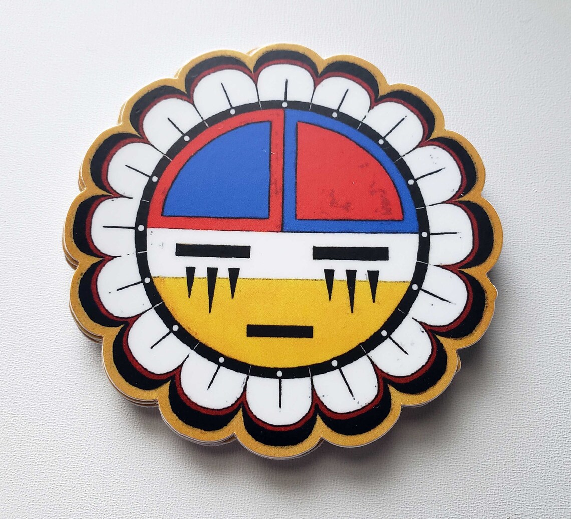 Indigenous Art Native Southwest Sunface Sticker Zuni Sticker Etsy