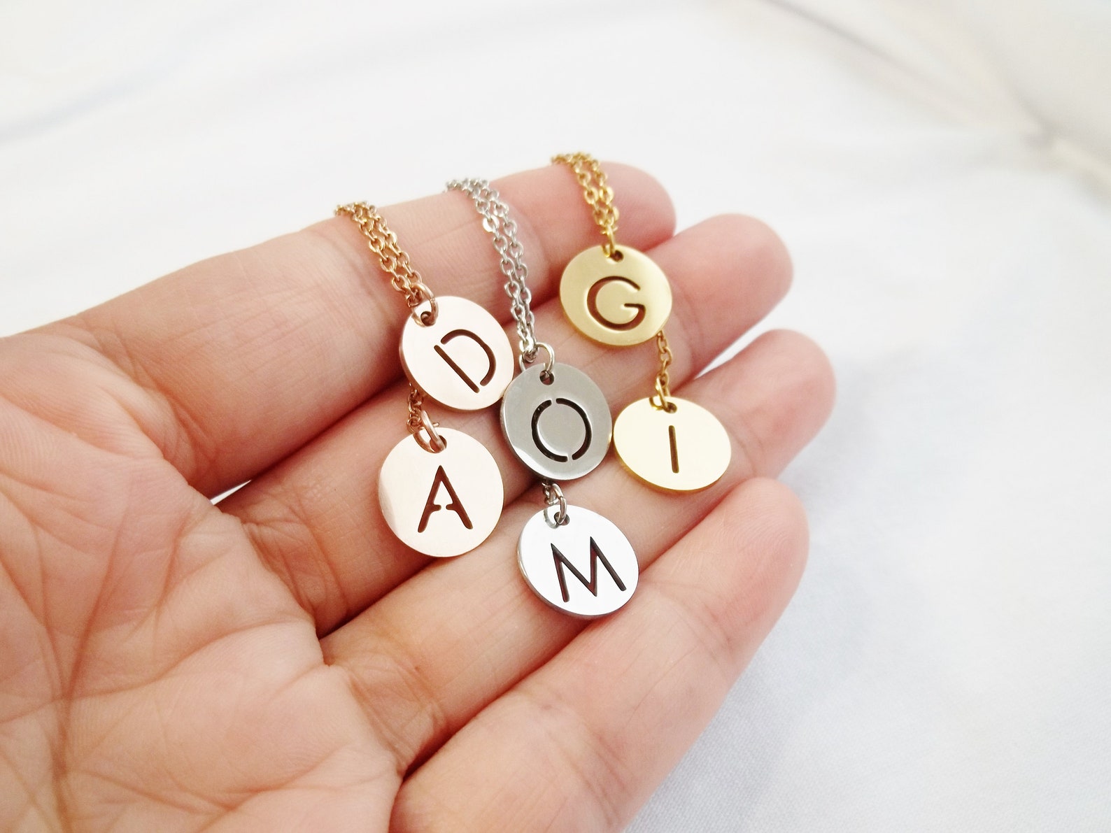 Initials Necklace Names Jewel Letters Monogram Dainty Jewelry Etsy