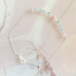 Dainty Gemstone Bar Bracelet  | Beaded Bracelet, Minimal Bracelet, Thin Gold Bracelet, Thin Silver Bracelet, Thin Rose Gold Bracelet