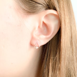 Triangle Stud Earrings  |  dainty stud earring, gemstone stud, crystal earring, minimalist earring, simple earring