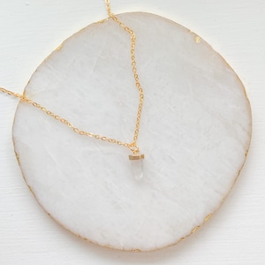 Petite Clear Quartz Point Necklace  |  layering necklace, dainty chain, delicate necklace, pendant necklace