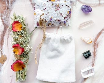 build your own crystal kit  |  healing crystals, healing stones, cleansing stones, meditation kit, crystal confetti, cold and flu
