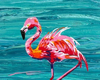 Balance - Flamingo - Farba akrylowa - Wydruk plakatu lub naklejka