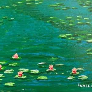 Monet Inspired Water Lilies - acrylic paint - original art