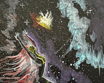 Nebula Dance - acrylic paint - poster print