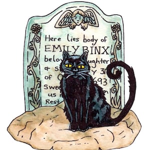 Black Cat - Ink and Watercolor Marker - Prints and Stickers