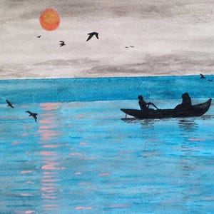 Sunrise on the Ganges - India - Seascape - Poster Print