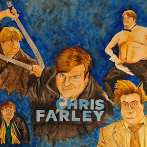 Chris Farley Montage - Portrait Painting - Poster Print