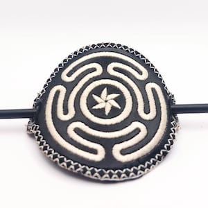 Embroidered Hecate&#39;s Wheel Hair Bun Holder
