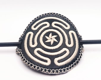 Embroidered Hecate's Wheel Hair Bun Holder