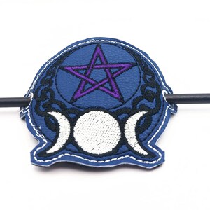 Embroidered Triple Moon Pentagram Hair Bun Holder