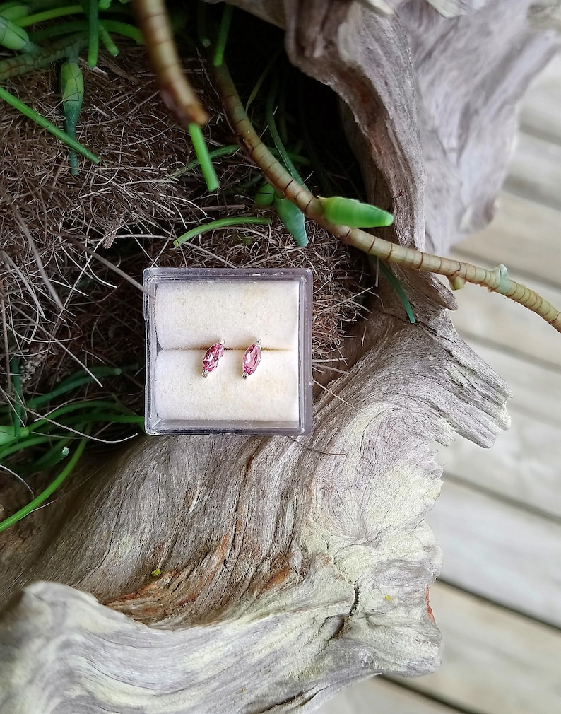 Tourmaline Sweet Pink Studs Natural Faceted Marquise Cut 5 x 2.5 mm .20 Carat Earrings