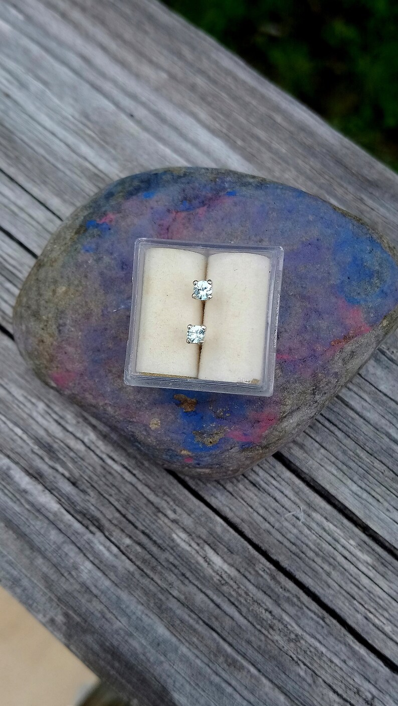 Natural Light Blue Zircon Earrings Earthmined Cambodian Etsy