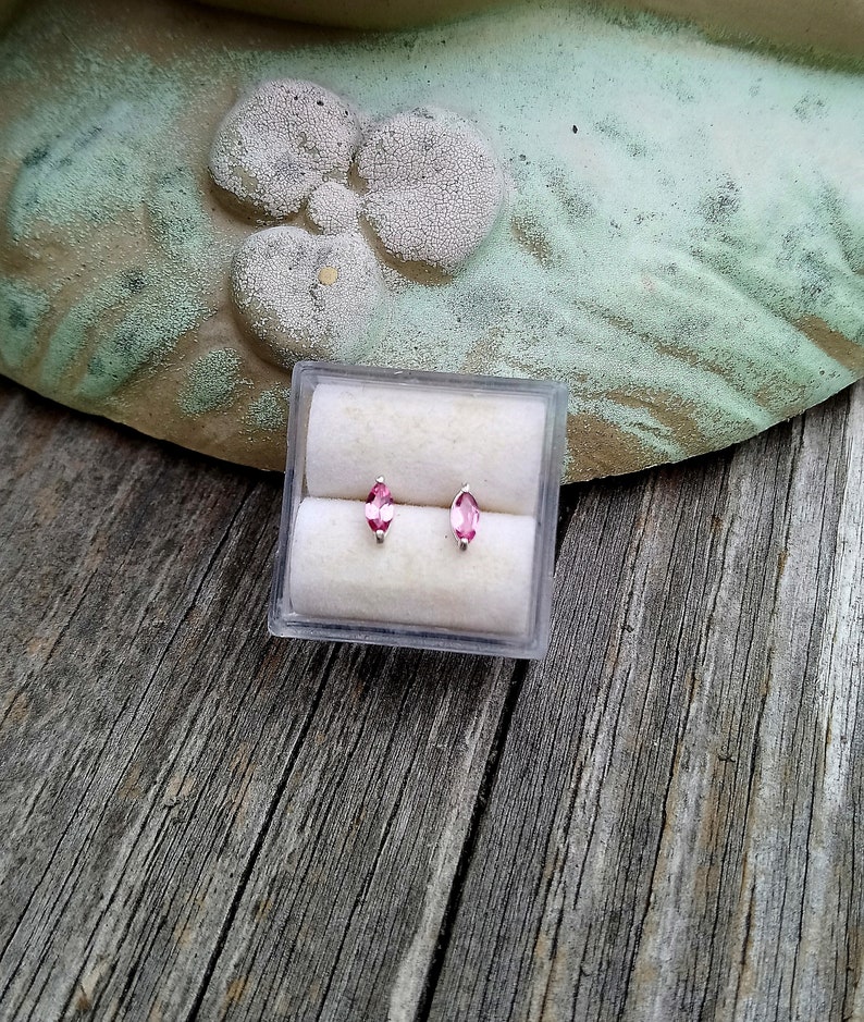 Tourmaline Sweet Pink Studs Natural Faceted Marquise Cut 5 x 2.5 mm .20 Carat Earrings