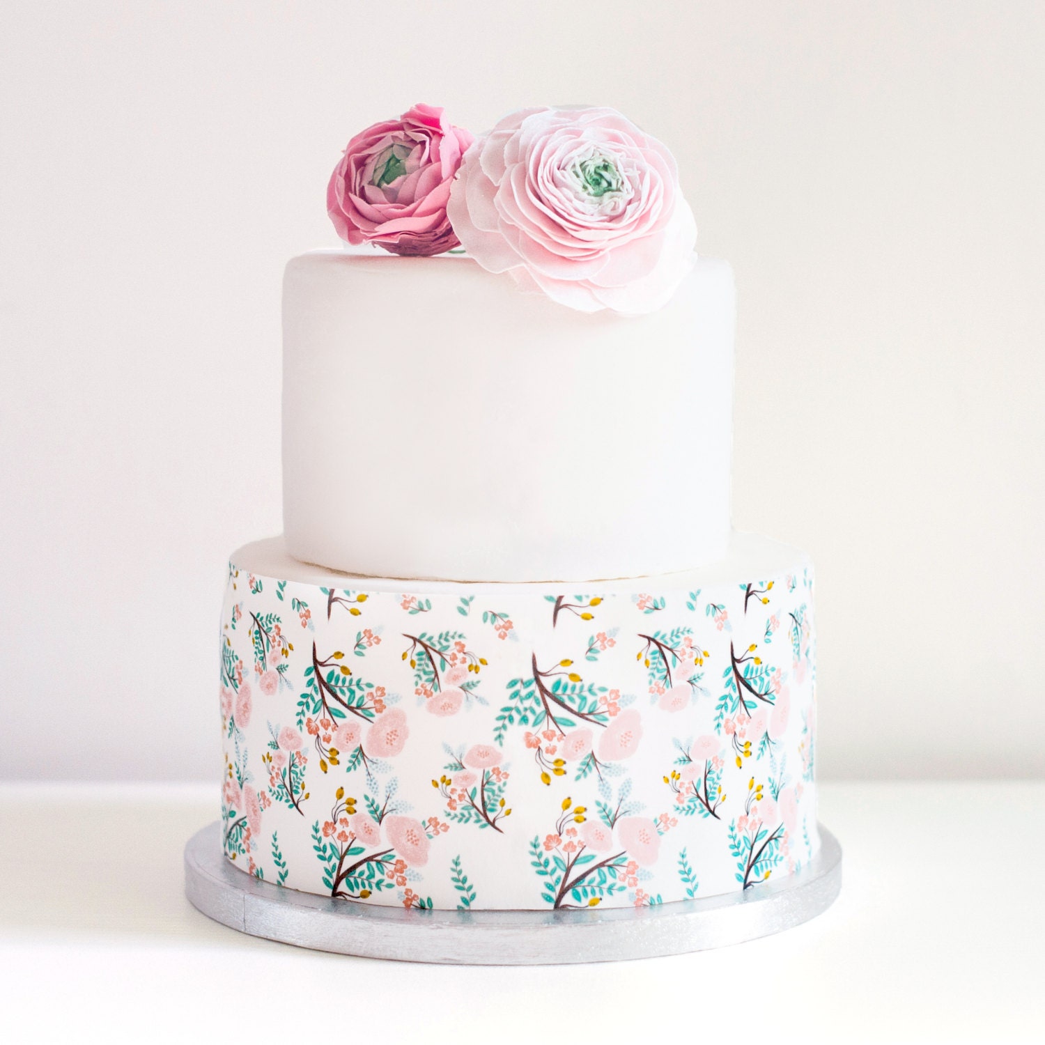 Wafer PaperEdible PrintCake wrap A4 Blue Floral Icing Sheet