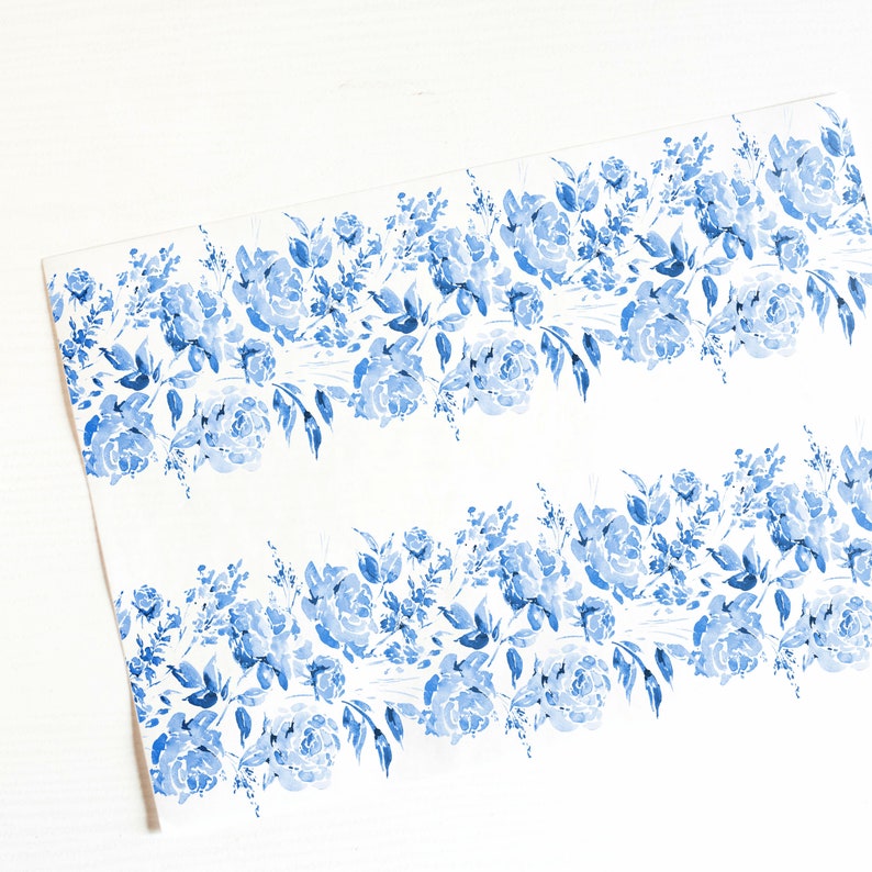 Wafer PaperEdible PrintCake wrap A4 Blue Floral Icing Sheet