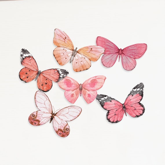 15 Personalised Vintage Floral Edible Wafer Paper Butterflies Cupcake Toppers
