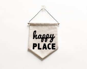 HAPPY PLACE Mini Canvas Banner, Happy Place Sign, Home Decor, Gift for Her, BFF Christmas Gift, Best Home Decor, Gift Under 30, Camper Gift