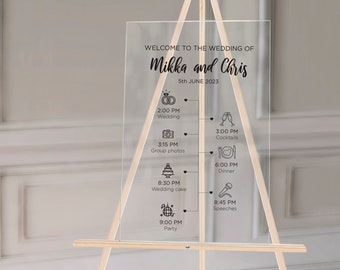 Acrylic timeline, Acrylic wedding day agenda, Greeting Sign for Guest in transparent, Guest greeting sign birthday sign, plexiglas, order of