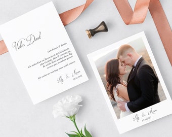 Couple Portrait Thank You Card Template, Minimalist Wedding, Bridal Shower Thank You, Note Card, Bridal Photo Thank you Note with picture
