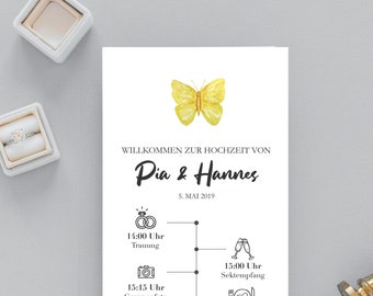 Programm, Timeline, Hochzeitstag Details, Zeitplan Schmetterling,  Agenda, Zeremonie