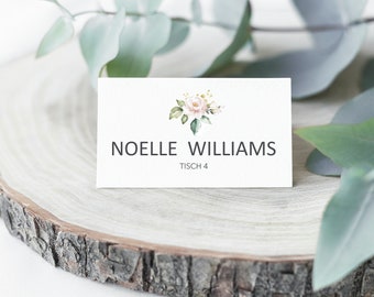 White and Green Flower Place Card | Name Card for Wedding | Escort Card | Guest List | Seating Card (one order up to 70 names)