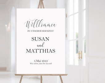 Hochzeit Willkommensschild, Willkommen zu unsere Hochzeit, Hochzeitsschild Begrüssung, Begrüßungsschild Hochzeit, Brautpaar Name Schild Idee