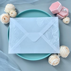 14X19cm Flower Transparent Envelopes / white clear envelopes/Clear