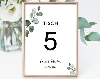 Printable Table Numbers 1 - 15, Printable Table Numbers green leafs, Number with green leave, green wreath, number with green leave #024