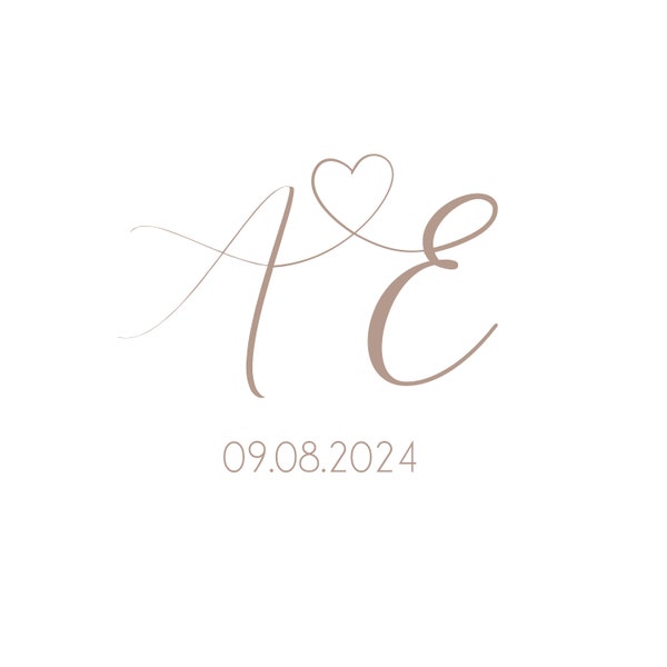 Pre-made Wedding Monogram, Branding Logo, Digital, Customised Wedding Logo, Initials, Bride & Groom Name, Wedding Date, Calligraphy