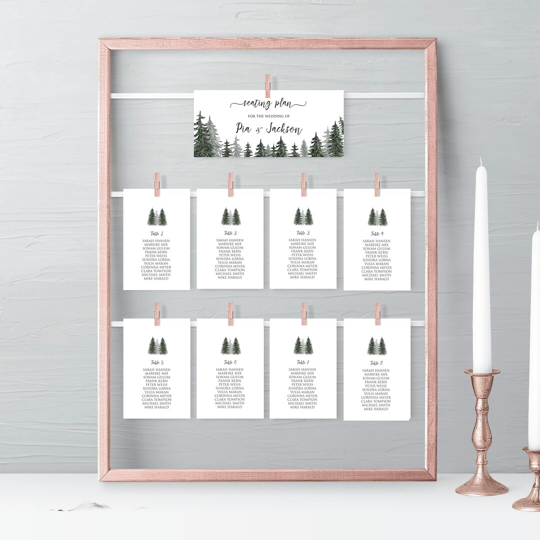 Seating Plan With Winter Trees Autumn Wedding Seating Chart - Etsy
