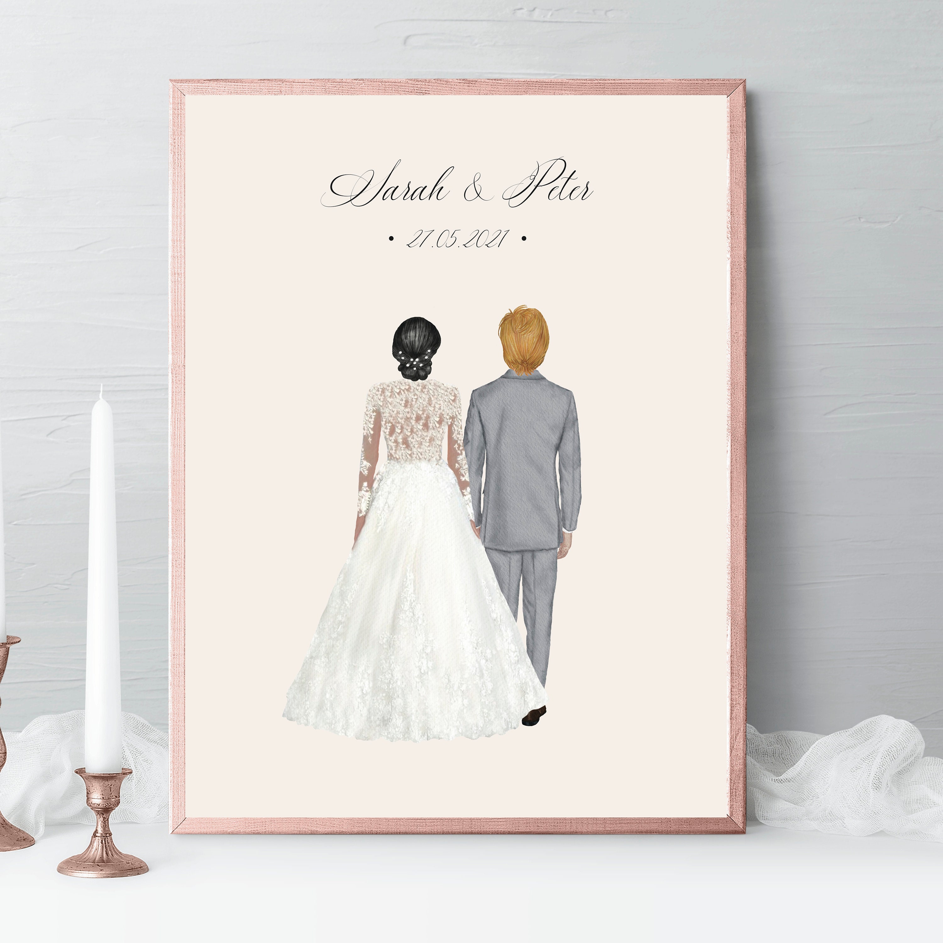 Buy CUSTOM WEDDING Couple ILLUSTRATION, Wedding Gifts to Couple, Couple  Drawing, One Year Wedding Anniversary, Best Friend Wedding Gift to Bride  Online in India - Etsy