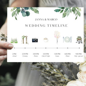 Birthday Program, Timeline Design, Wedding Day Timeline, Leafs, Schedule of Events, Editable Order of Events (in your own language) #024