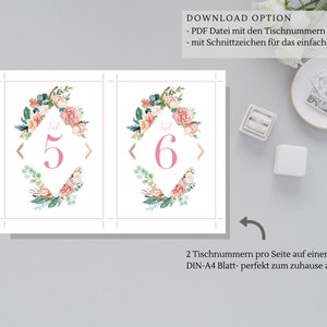 Printable Table Numbers 1 15 with flower pattern, Elegant Wedding Table Numbers, guests to find their table, guest table decoration 021 image 3