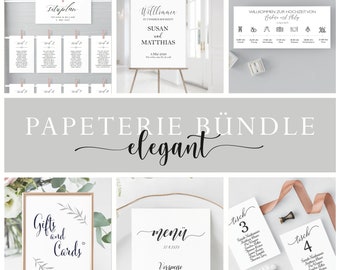 Modern Wedding Bundle, Wedding Essential, Stationery bundle wedding, elegant themed wedding stationery, menu, welcome sign, table number