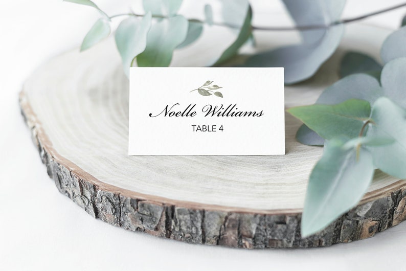 Greenery Place Card Name Card Escort Card Wedding Find Etsy