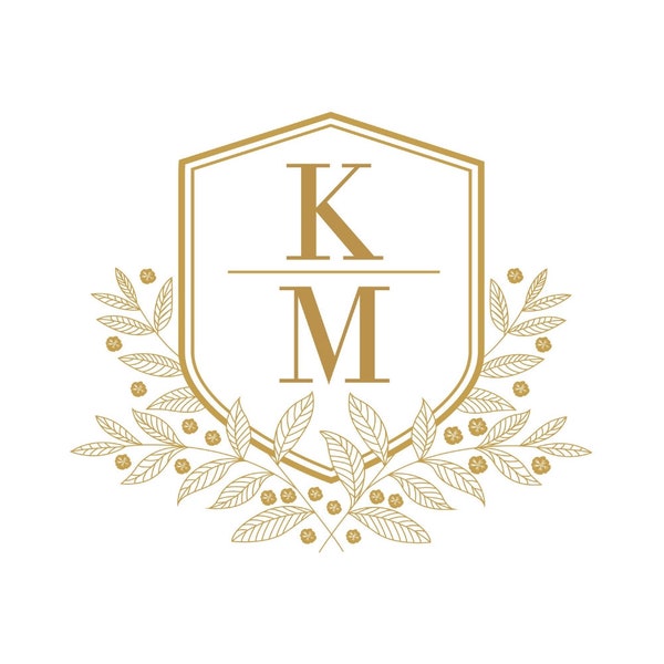 Persönliches Logo | Hochzeitslogo in gold, Gold Rahmen Brautpaar Namen, Monogramm