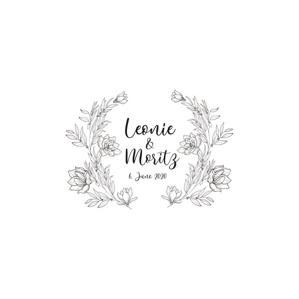 Unique Wedding Monogram black and white, Couple logo, Customised Wedding Logo, Bride & Groom Name, Emblem , Invitation, Wedding Date