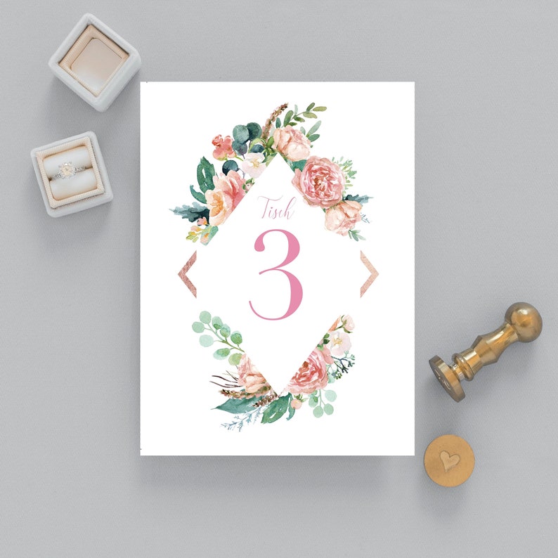 Printable Table Numbers 1 15 with flower pattern, Elegant Wedding Table Numbers, guests to find their table, guest table decoration 021 image 1