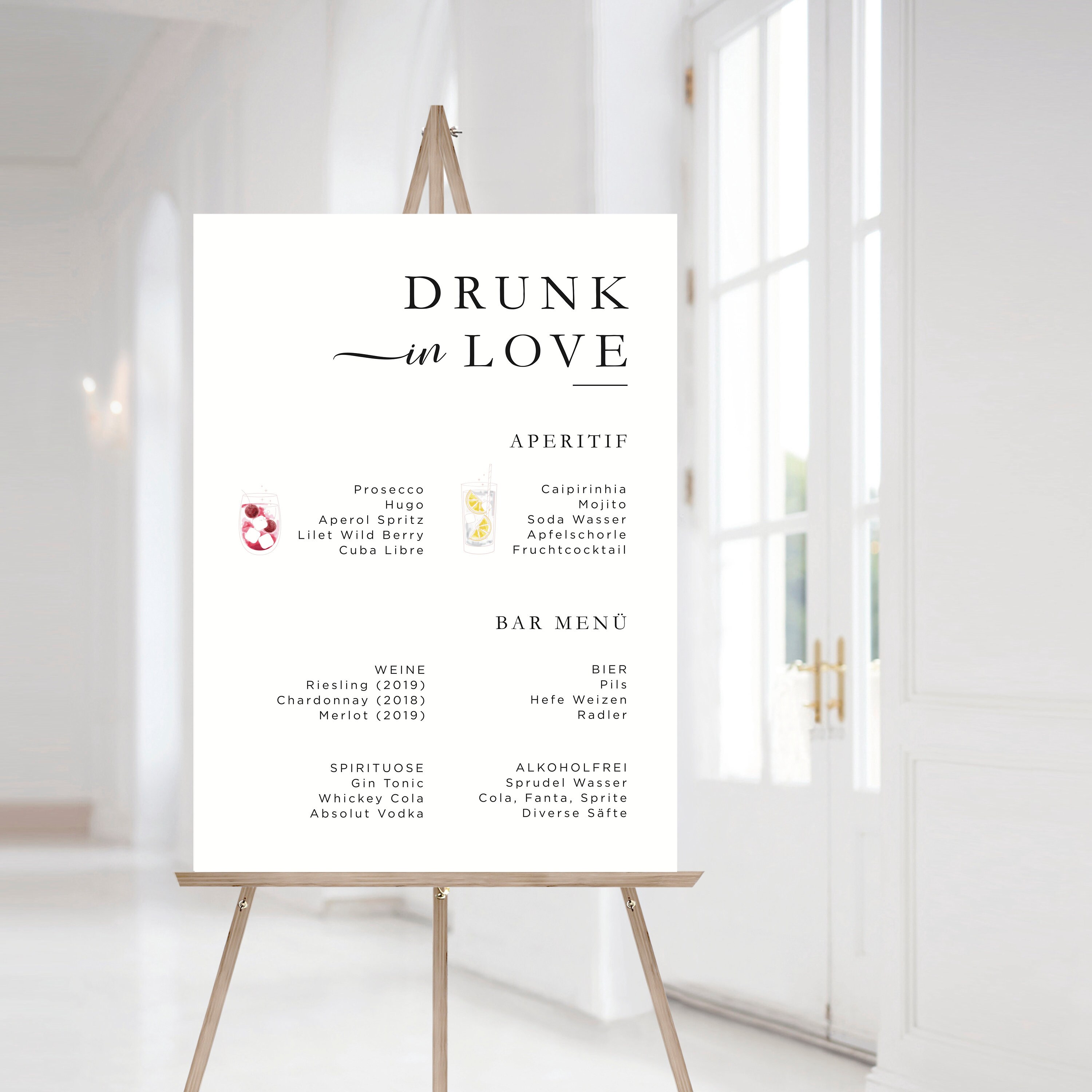 Drunk in Love Printable Bar Menu Template Signature Cocktails | Etsy