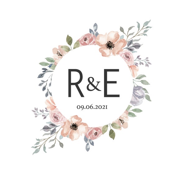 Pre Made Wedding Monogram Wreath Logo Digital Initials Etsy