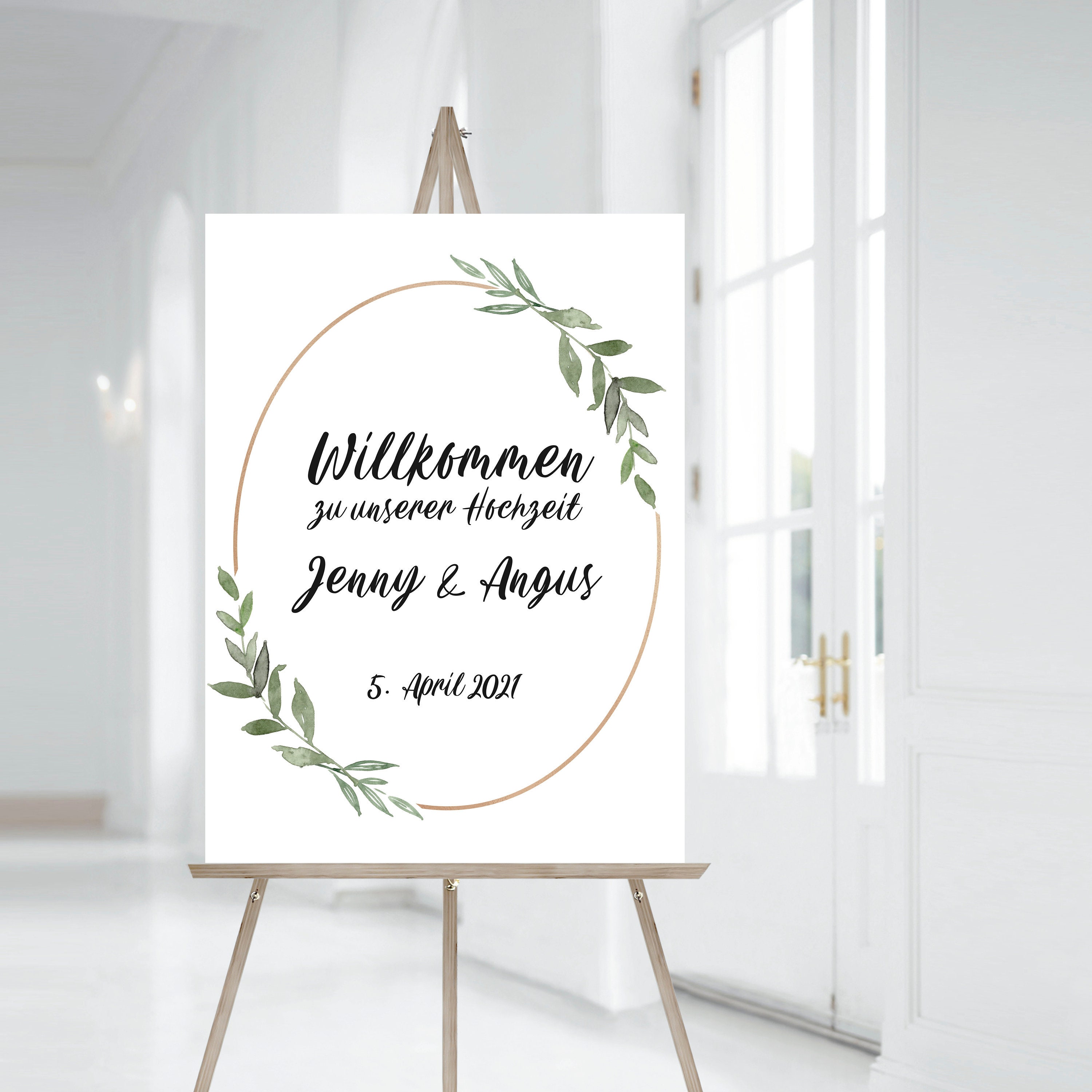 A1 Welcome Board for Birthday Party Welcome Sign Wedding Welcome sign Eucalyptus in any language #024 Greeting Sign to Wedding for Guest