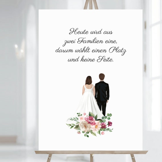 White A2 Elegant 'pick a seat not a side' Wedding/Church/ceremony Sign 
