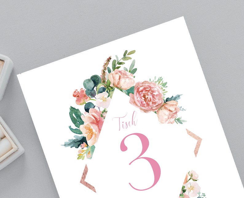 Printable Table Numbers 1 15 with flower pattern, Elegant Wedding Table Numbers, guests to find their table, guest table decoration 021 image 2